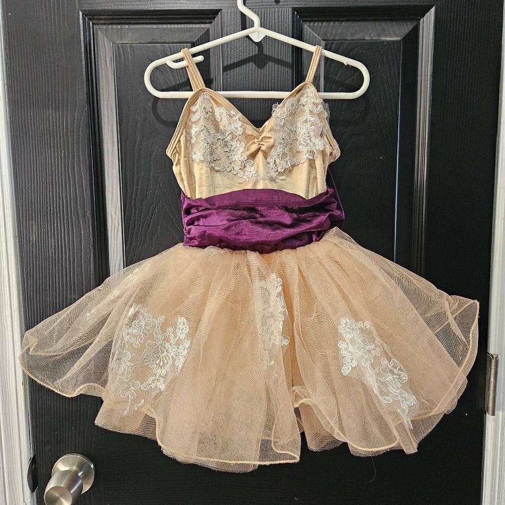 Weissman NWOT child small dance costume jazz lyrical tap solo brown purple